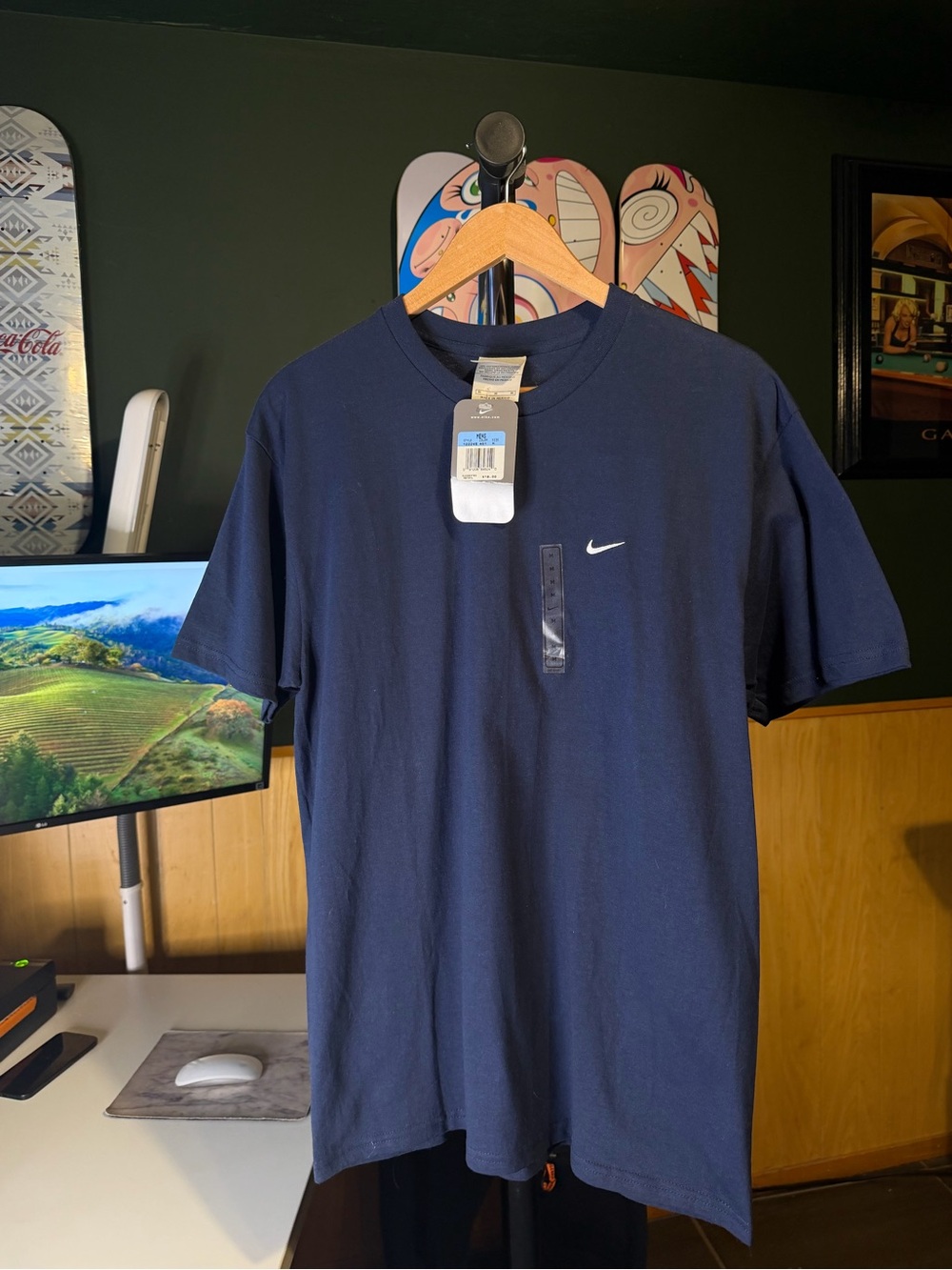Nike Men's Navy Short-Sleeve T-Shirt vintage gray tag men’s M